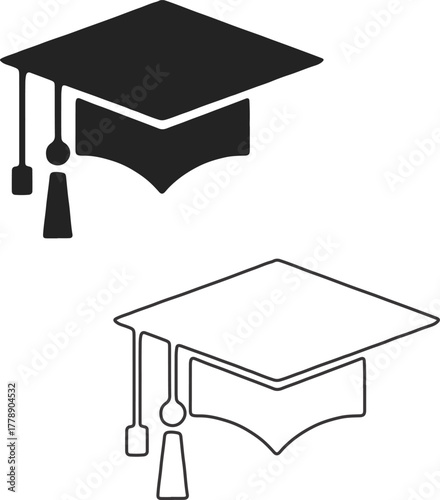 Graduation cap icon isolated on white background vector