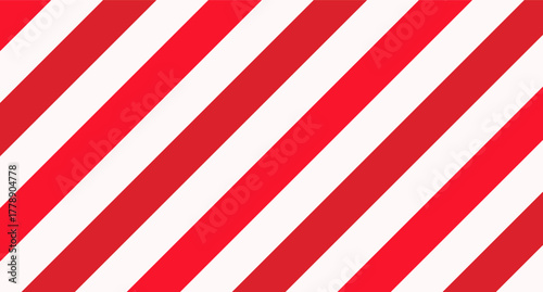 Red and white diagonal stripes background vector illustration. Candy cane pattern for Christmas or New Year concept, flat lay, seamless. Stripe pattern for gift wrap, fabric pattern, textile, tile