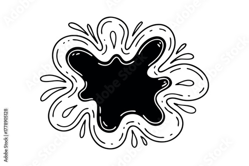 Black ink splash with abstract fluid splash shape