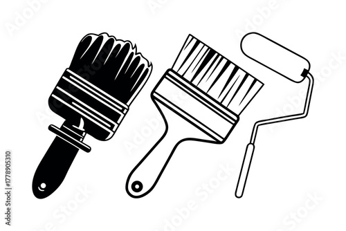 Paint brush and roller tools for home renovation
