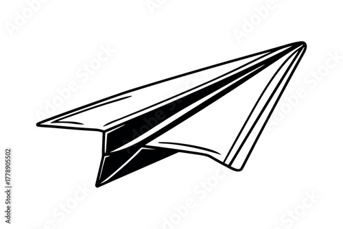 Paper airplane soaring through vast empty space