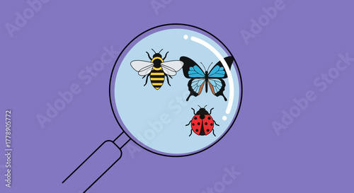 Magnifying Insects: A Close-Up Illustration of Nature's Tiny Wonders in Detail