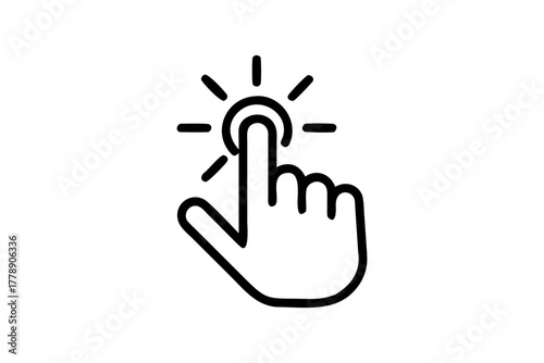 Cursor pointing to select an option with radiating lines