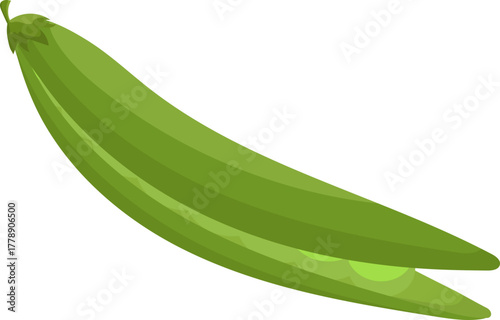 Green Pea Pod with Peas Inside - Fresh Vegetable Illustration