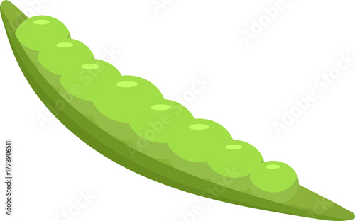 Fresh Green Pea Pod with Peas, Healthy Vegetable Illustration