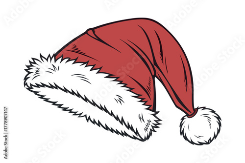 Red Santa Hat with White Trim