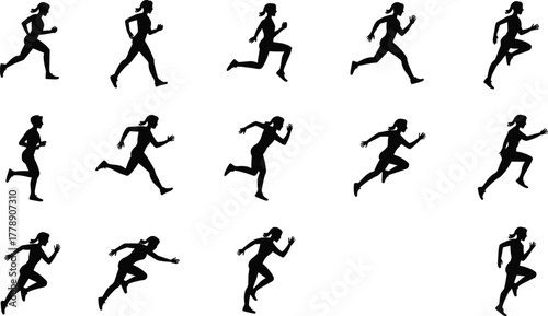 sports people silhouette set