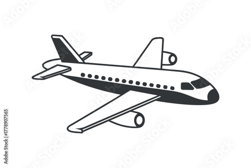Simple airplane graphic for travel and transport