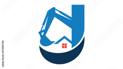 Construction home excavator logo