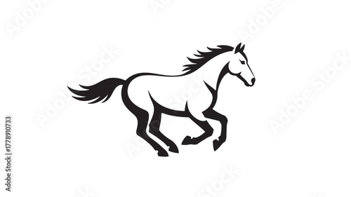Running horse silhouette vector illustration of a wild mustang isolated on white background