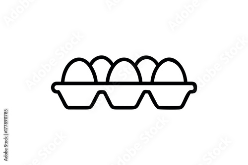 Six eggs in a white carton line drawing