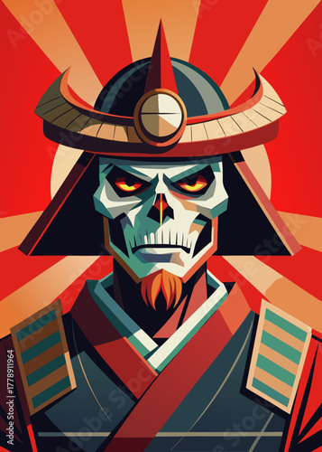 un feroce samurai con la faccia da teschio 011