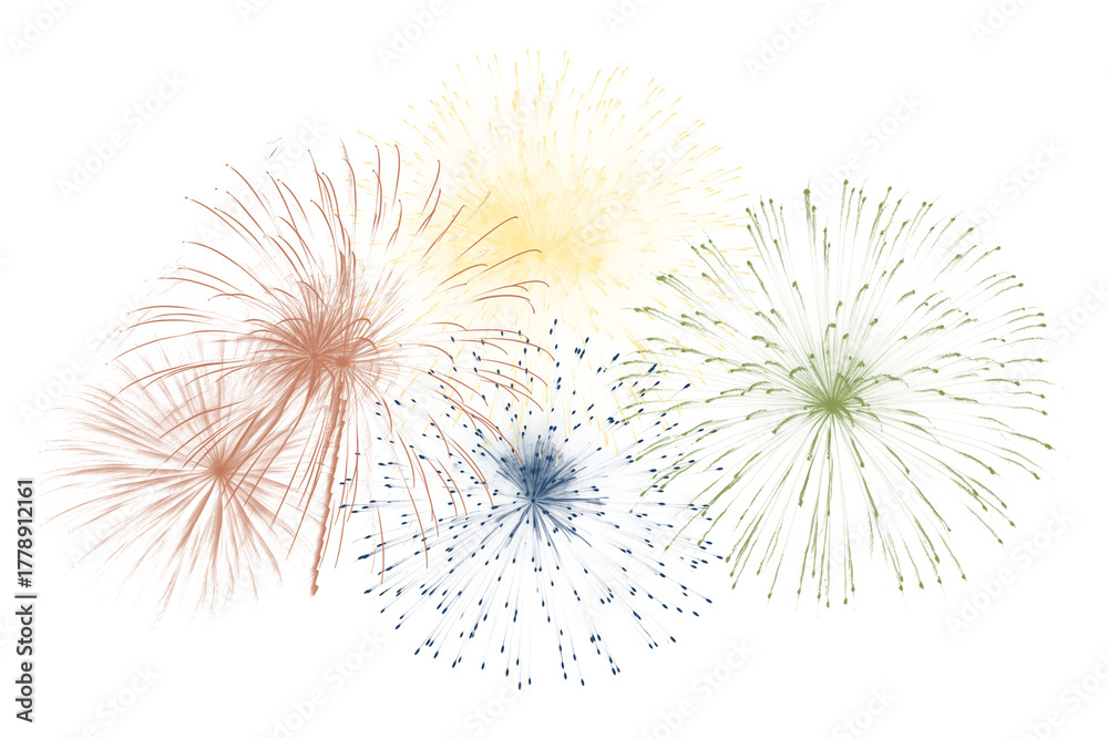 Obraz premium Firework burst of colorful light streaks and splashes on black