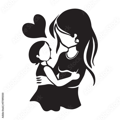 happy Mother's day illustration sillhouette