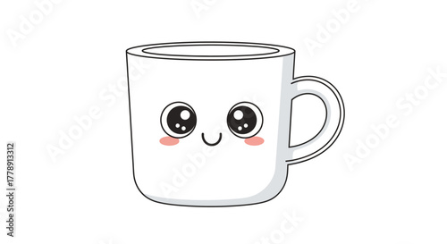 Adorable cartoon mug with big eyes and a sweet smile, ideal for cheerful mornings