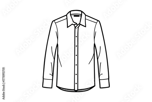 Menswear Button Down Long Sleeve Collared Shirt Sketch