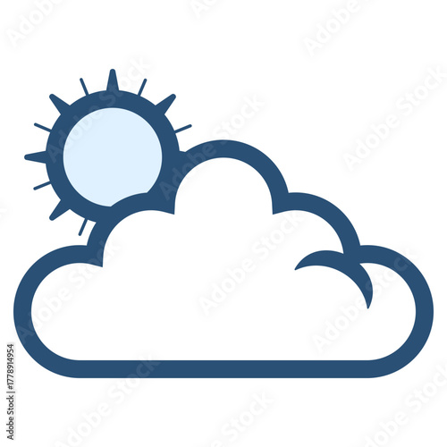 cloud with sun icon illustration