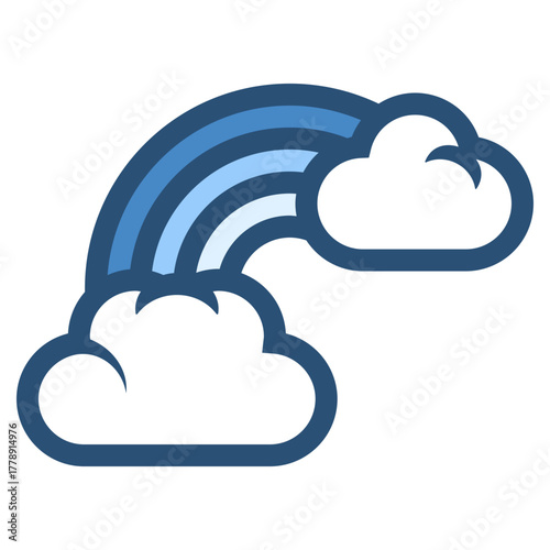 clouds with rainbow icon illustration