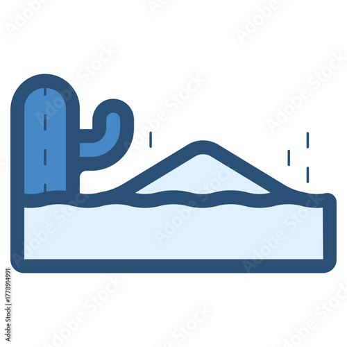 hot desert landscape with cactus plant icon illustration
