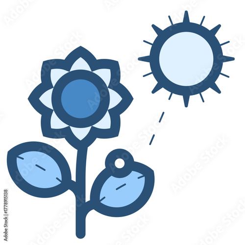 sunflower plant with sunshine icon illustration