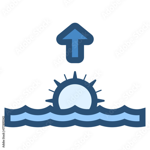 sunrise at sea icon illustration