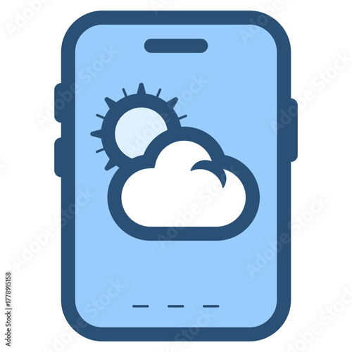 weather app on smartphone icon illustration