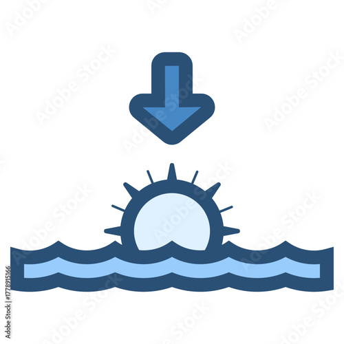 sunset at sea icon illustration