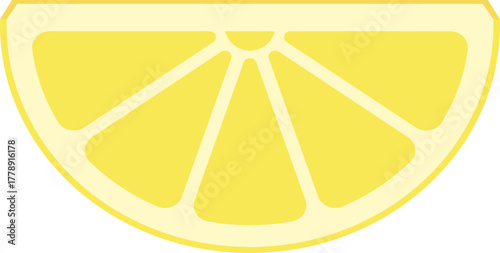 Bright Yellow Lemon Slice Flat Vector Illustration