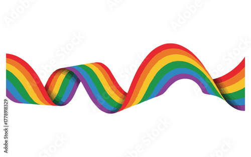Celebrate Pride with this vibrant rainbow ribbon, perfect for adding a touch of joy and inclusivity to your designs, a symbol of love and unity.