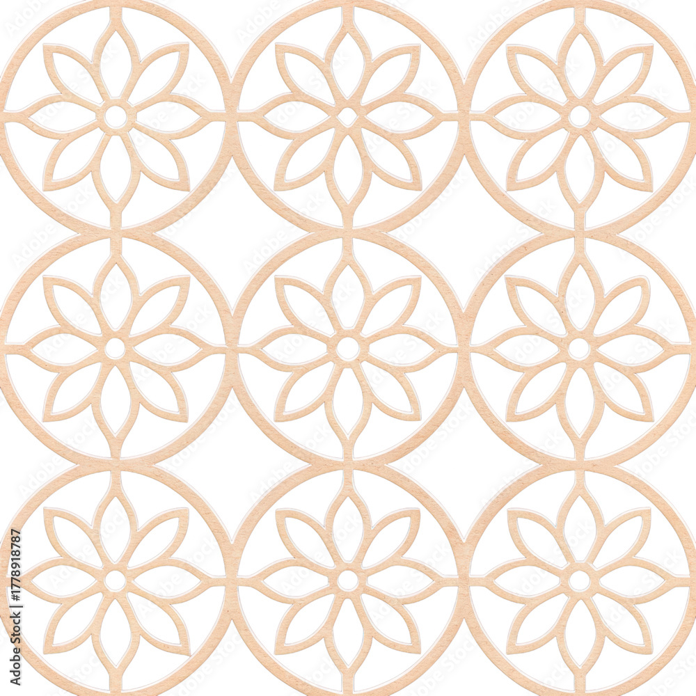 Fototapeta premium isolated transparent Background, Geometric pattern floral circle seamless repeat