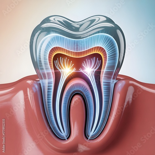 Crystal Anatomy of Human Tooth – Abstract Medical Illustration