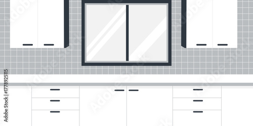Modern white kitchen interior front view