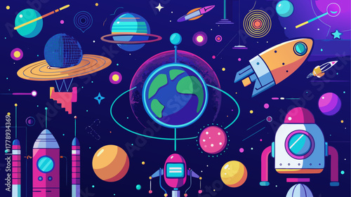 space rocket vector illustration