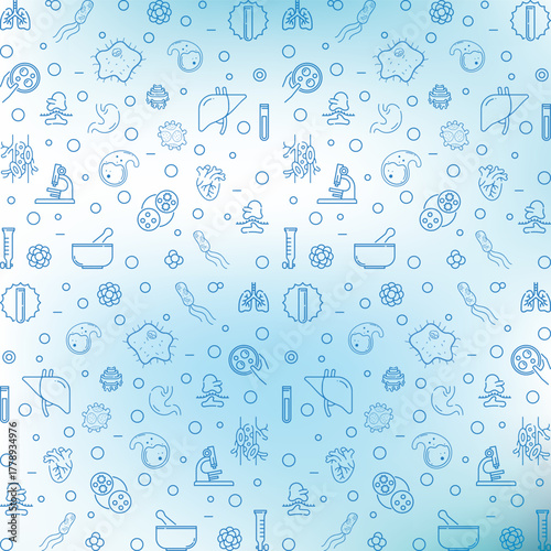 Medical and scientific icons seamless pattern