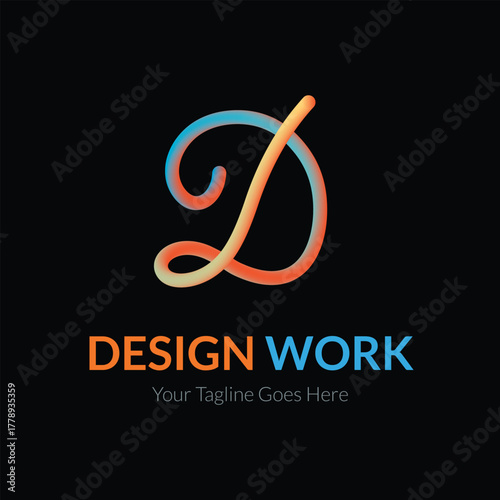 Creative design work logo gradient letter d branding