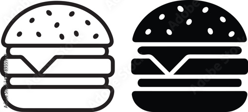 Minimalist Burger Illustration Vector Graphic Fast Food Icon Design Template