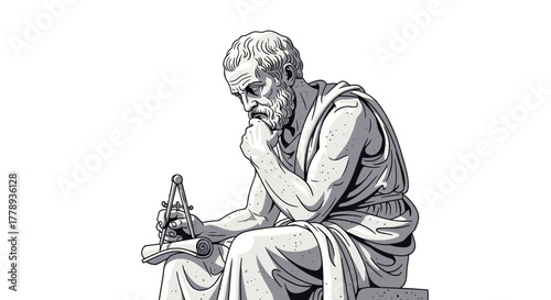 Ancient Greek Philosopher Deeply Engrossed in Contemplation.