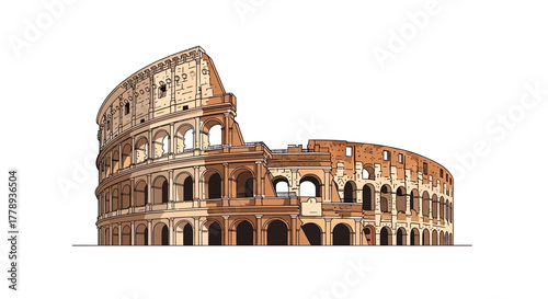 The Colosseum in Rome Italy ancient Roman amphitheater famous landmark.
