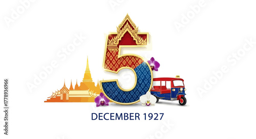 Thai King Bhumibol Adulyadej Birthday Celebration December 5 1927.