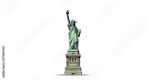 Statue of Liberty isolated on a white background a symbol of freedom and democracy.