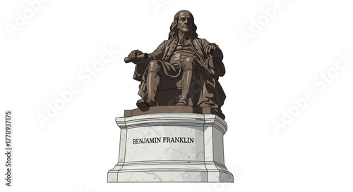 Benjamin Franklin Statue: A Detailed Bronze Sculpture.