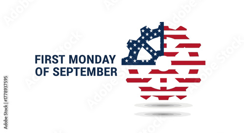 Labor Day Celebration with American Flag Gear Design.