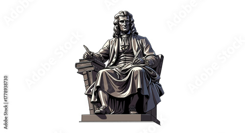 Bronze statue of the famous scientist Isaac Newton.