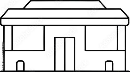 Bus Terminal Outline Vector Illustration on White Background