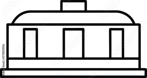 Metro Station Line Art Vector Illustration on White Background