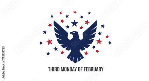 Presidents Day with Eagle and Stars.