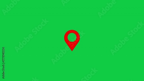 Location Pin Pointer on green screen Background 4K animation