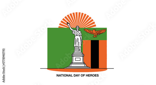 National Day of Heroes in Zambia with Monument and Flag.