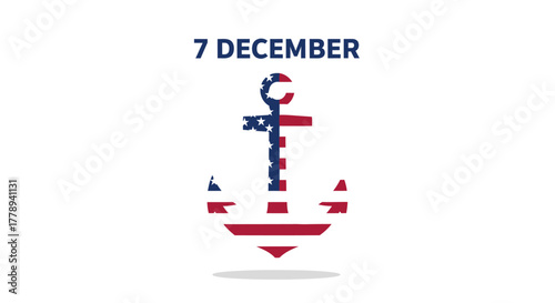 Pearl Harbor Remembrance Day with American Flag Anchor.