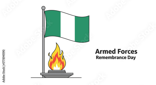 Nigerian Armed Forces Remembrance Day with Flag and Eternal Flame.